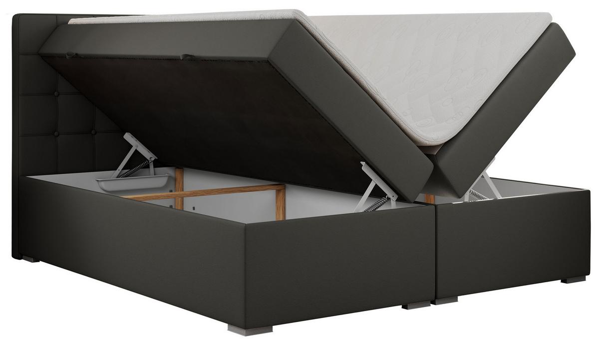 BOXBETT CARMEN 200/200 Dunkelgrau Kunstleder - H3 - Dunkelgrau, Holz/Textil (200/200cm) - MKS