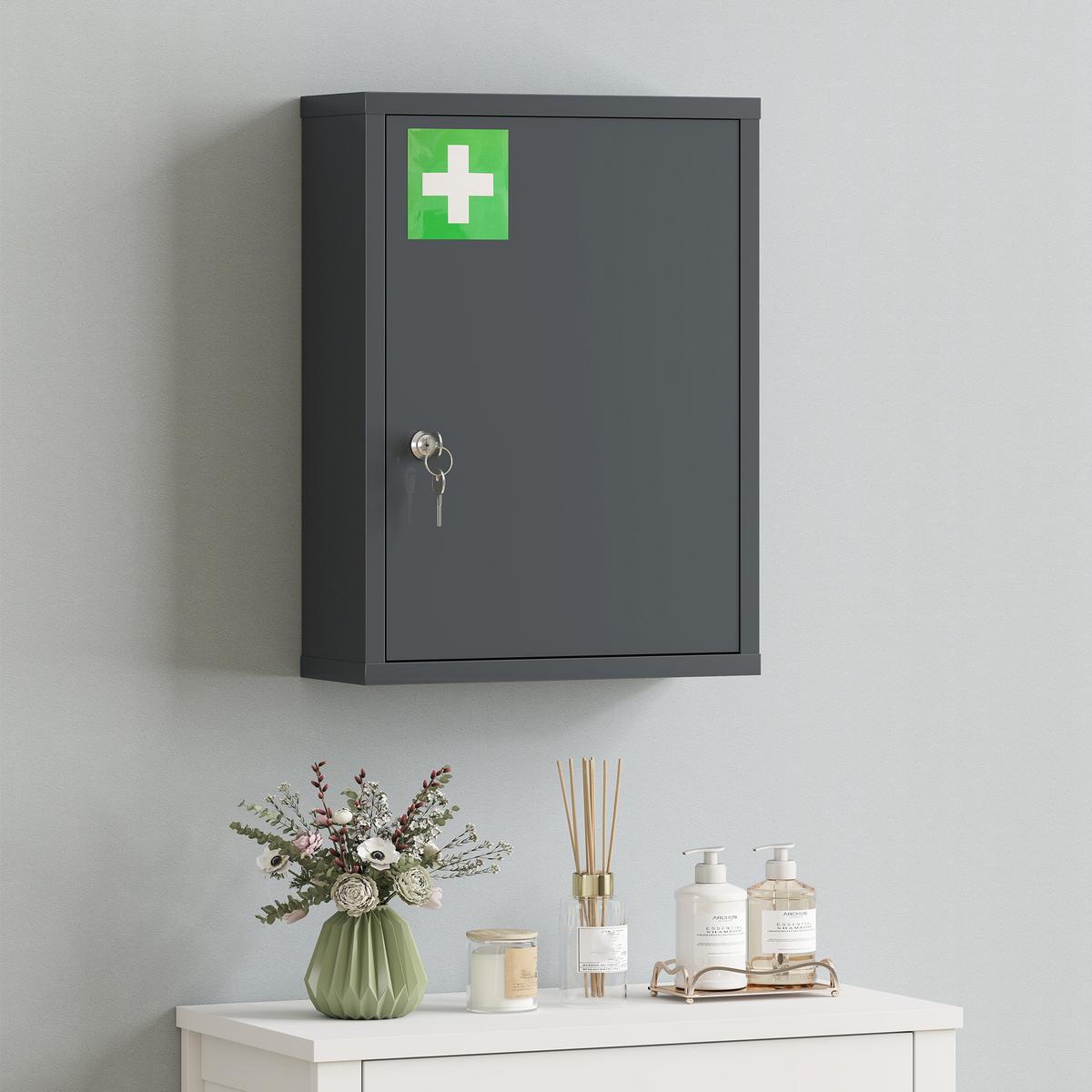 MEDIZINSCHRANK Kaltgewalzter Stahl Kohlegrau - Dunkelgrau, Metall (15/53.5/40cm) - Kleankin