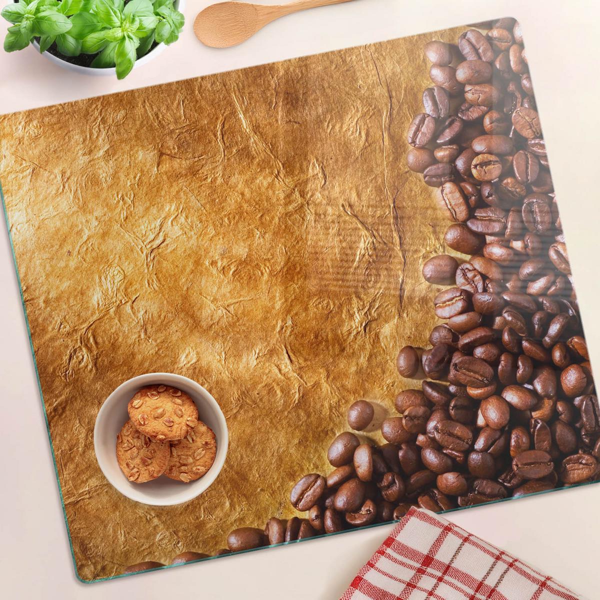 GLASPLATTE 60x52 cm Kaffeebohnen - Braun, Glas (60/0.4/52cm) - TULUP