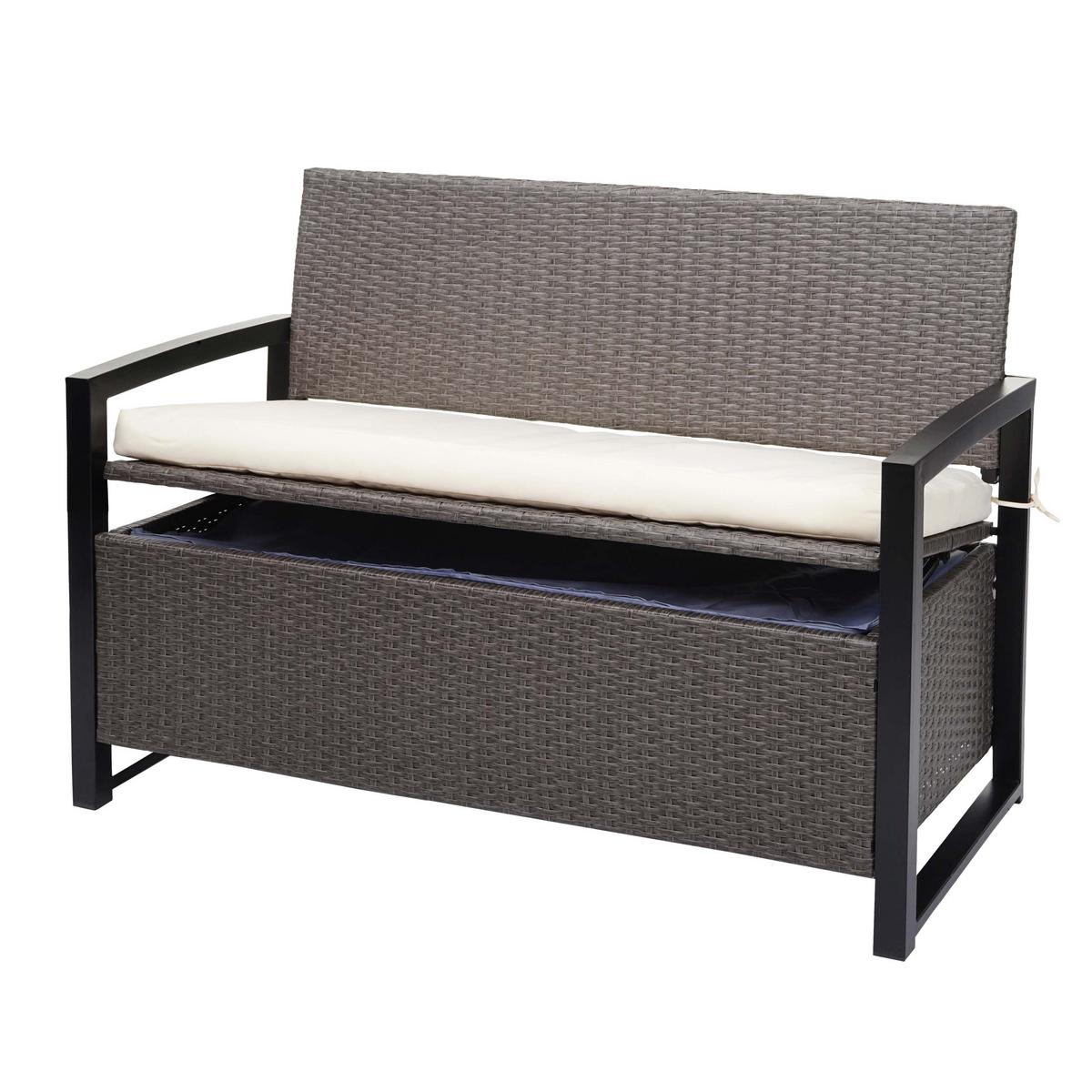 POLY-RATTAN 2ER SITZBANK Hellgrau, Cremeweiß - Hellgrau/Weiß, Kunststoff (117/87/57cm) - MCW