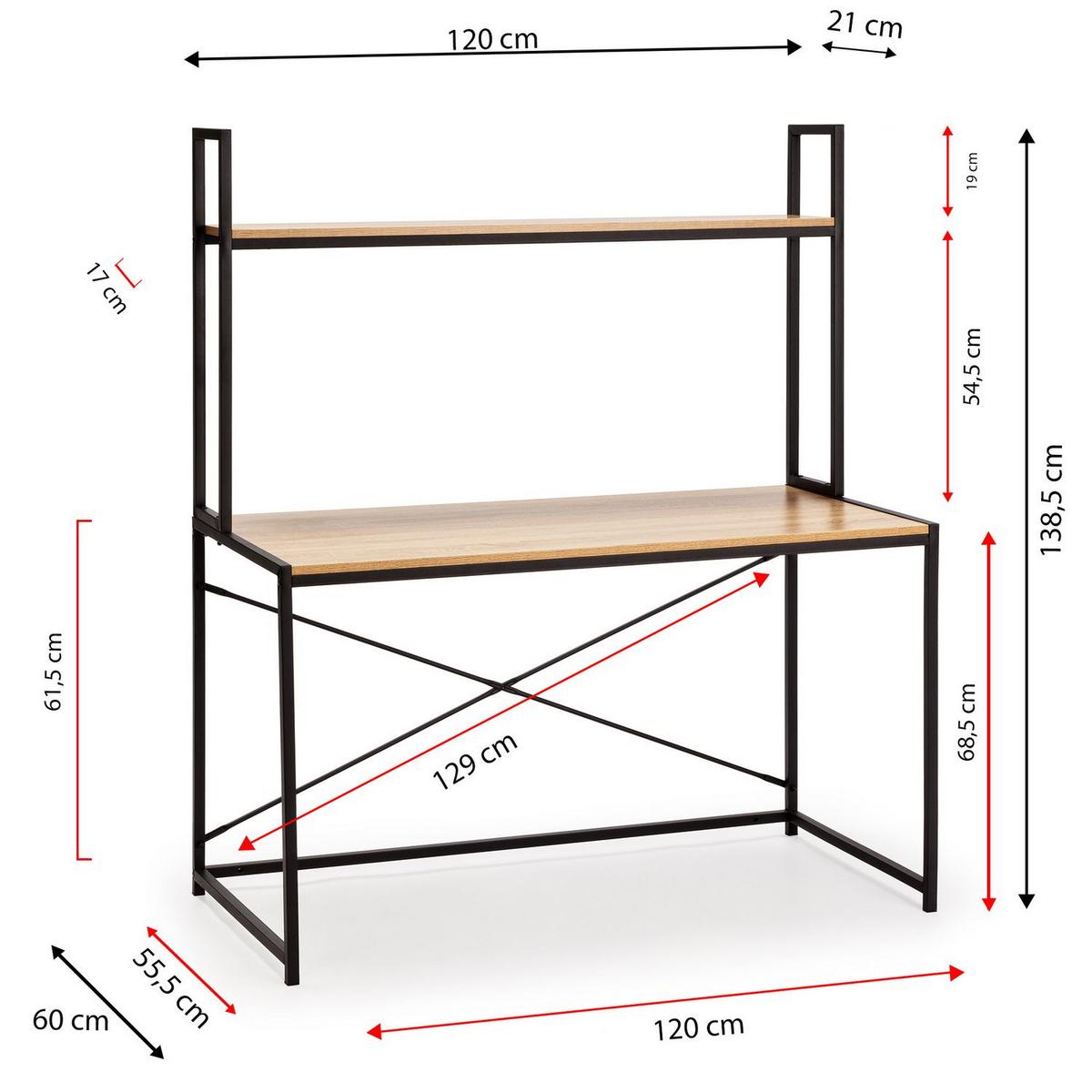 SCHREIBTISCH 120/60/138 Carmen schwarz - Schwarz, Holzwerkstoff (60/120/138cm) - VS Venta-stock
