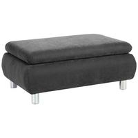 HOCKER Kaye Bezug Veloursstoff Metallfuß verchromt / anthrazit - Anthrazit, Kunststoff (90/43/60cm) - 58aufmkessel
