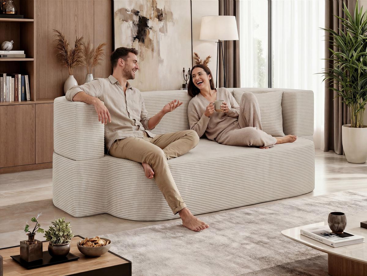 3-SITZER SOFA OVELA Dunkelgrau Cord - Dunkelgrau, Textil (200/70/100cm) - MKS