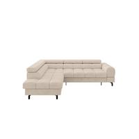 ECKSOFA mit Schlaffunktion Ottomane Links LUMA-L 272x203x70 Beige Velours - Sandfarben/Schwarz, Holzwerkstoff/Kunststoff (272/203cm) - ALTDECOR