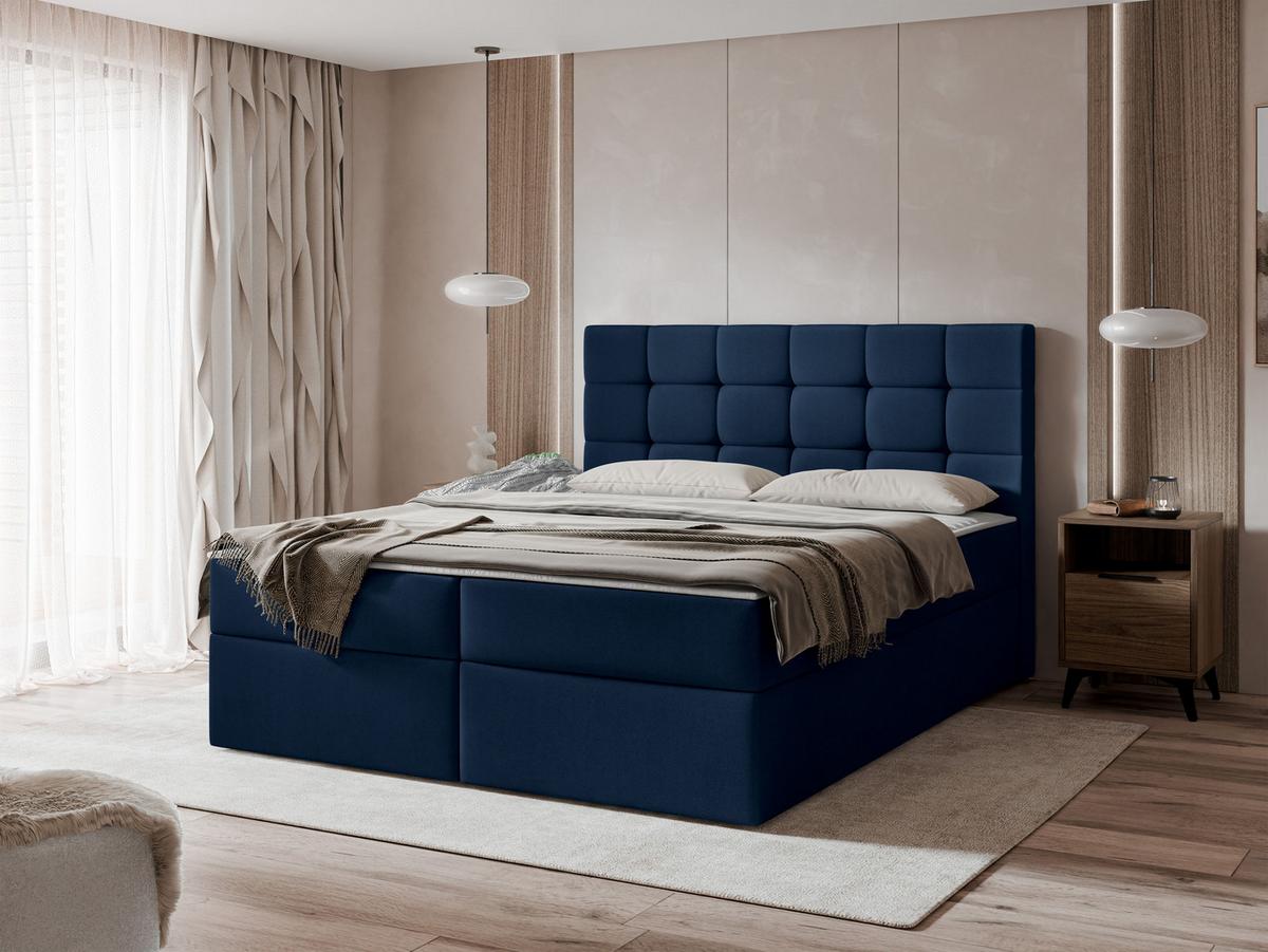 BOXBETT Luanda - H3 - Blau, Holzwerkstoff/Textil (160/200cm) - MIRJAN24