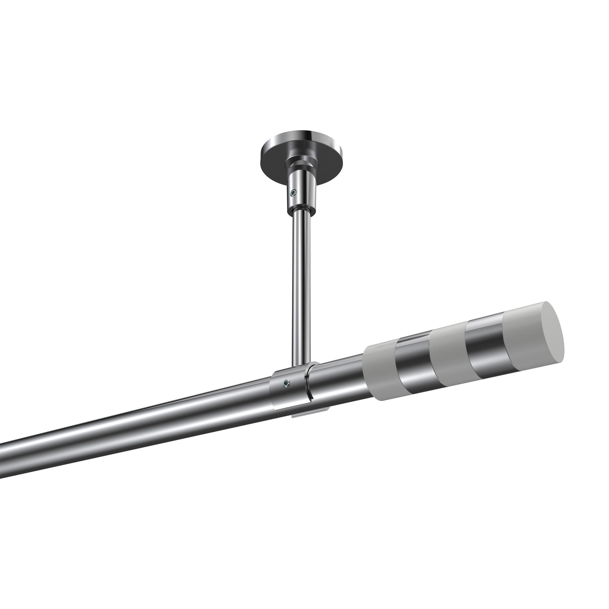 GARDINENSTANGE Sonette Mavell 360 cm (geteilt in 2 x 180 cm), 1-läufig, 20 mm Ø Chrom - Chromfarben/Weiß, Metall (360cm) - INTERDECO