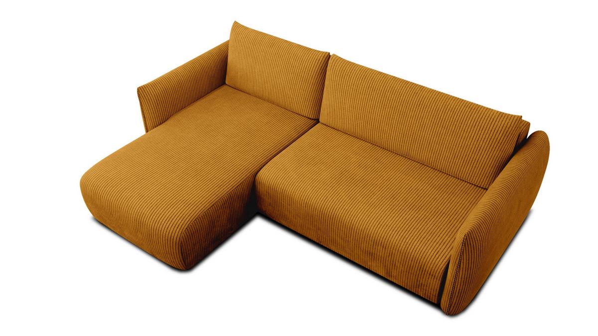 ECKSOFA TAUER 3-Sitzer rechts, safran - Gelb/Schwarz, Holz/Textil (248/173cm) - Wozimo