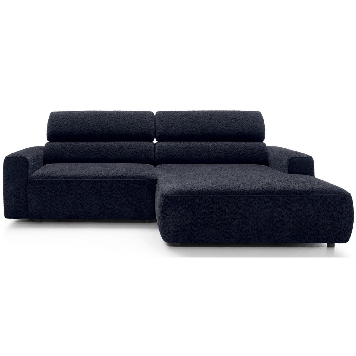 ECKSOFA Fando Navyblau Chenille - Schwarz/Dunkelblau, Kunststoff/Textil (182/252cm) - Selsey