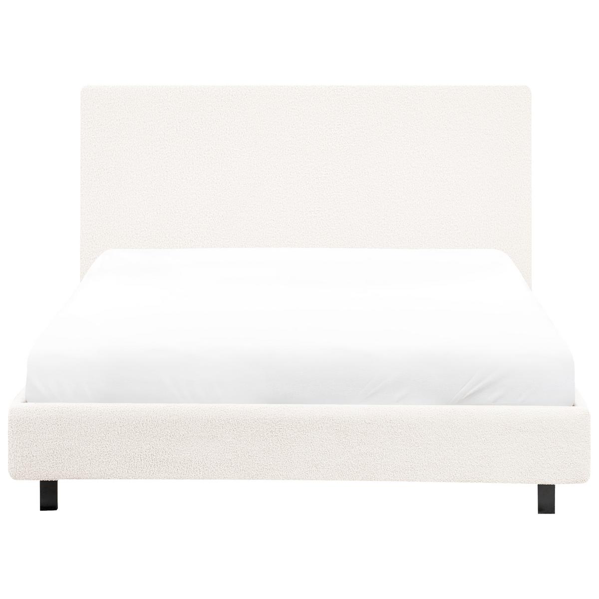 BETT mit Lattenrost 120/200 cm Bouclé Cremeweiß Albi - Creme, Textil (120/200cm) - Beliani