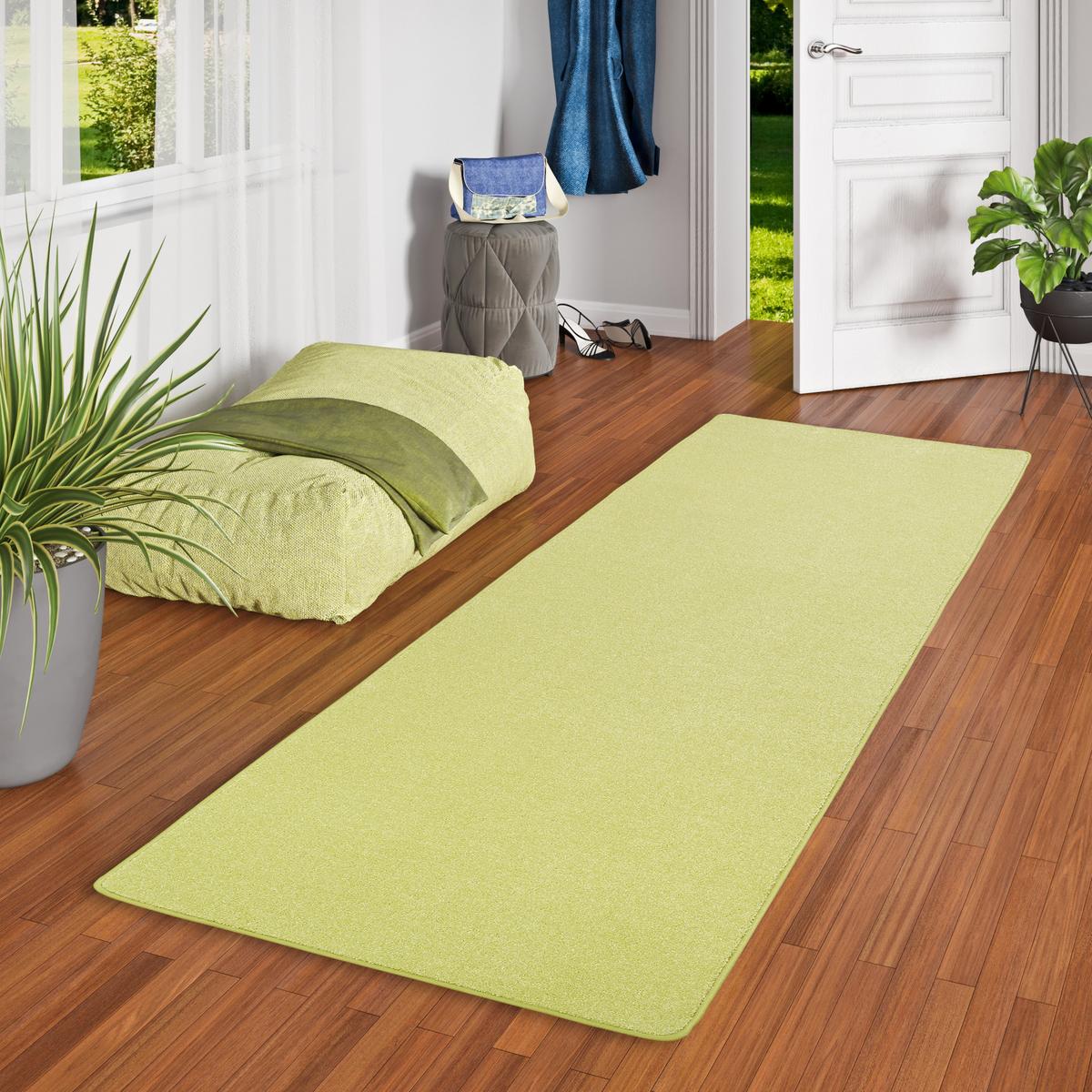 HOCHFLOR VELOURS LÄUFER TEPPICH LUNA - Limette, Textil (80/320cm) - Snapstyle