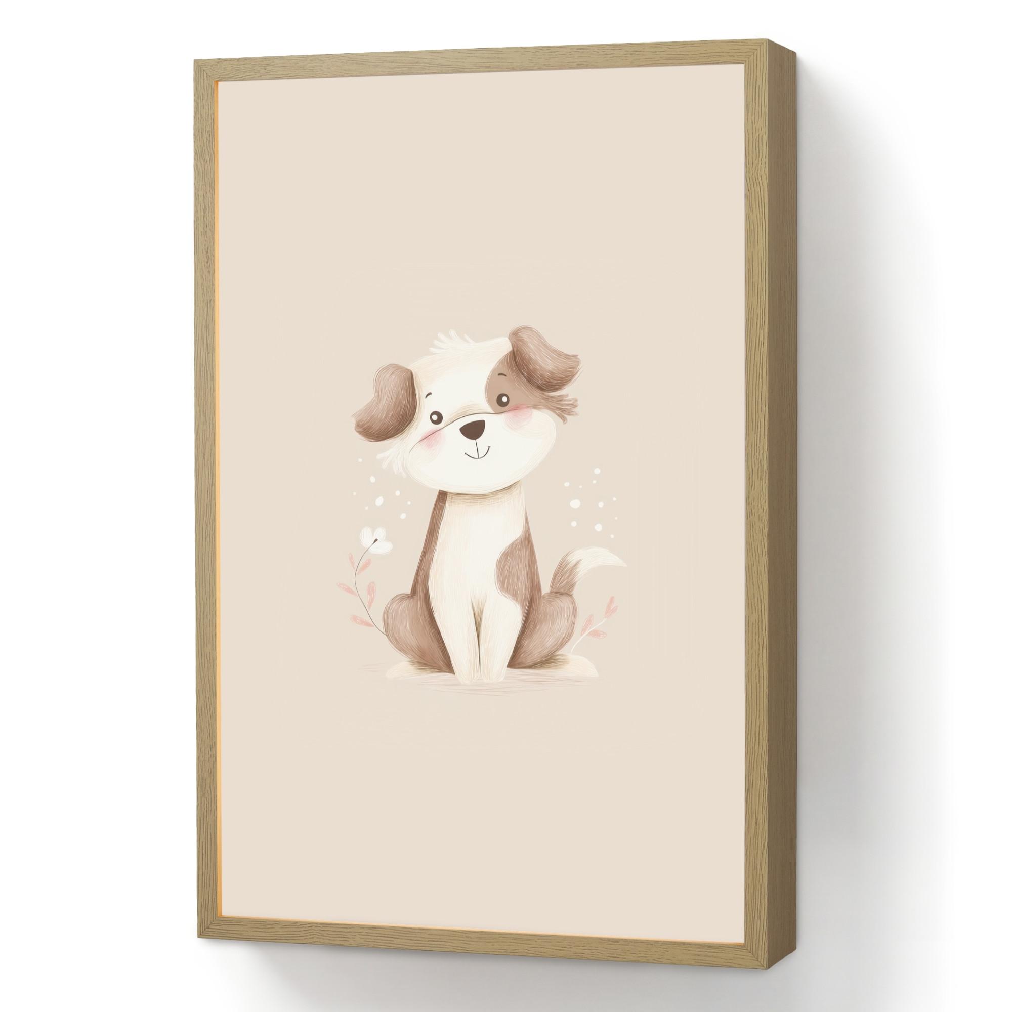 WANDLEUCHTE MIT AKKU Hund - Gefleckt - Braun 40x60 cm - Beige, Holzwerkstoff (40/60/8cm) - OnlyWow