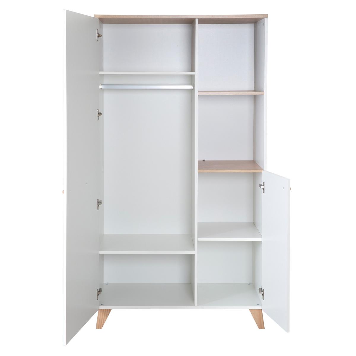 KINDERKLEIDERSCHRANK Leon 2-türig - Honigeiche/Weiß, Holz/Holzwerkstoff (100/180/52cm) - Roba