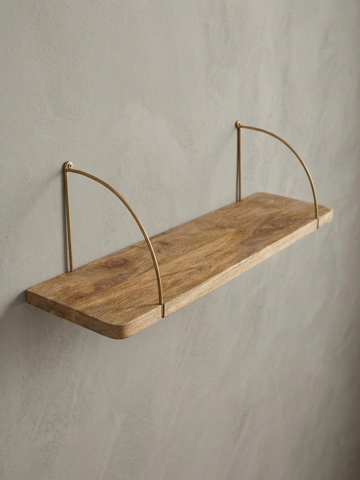 WANDREGAL TEVERE Mango Massivholz Eisen Industrial, Beige 80x22x25 cm - Beige, Holz/Metall (80/25/22cm) - KADIMA DESIGN