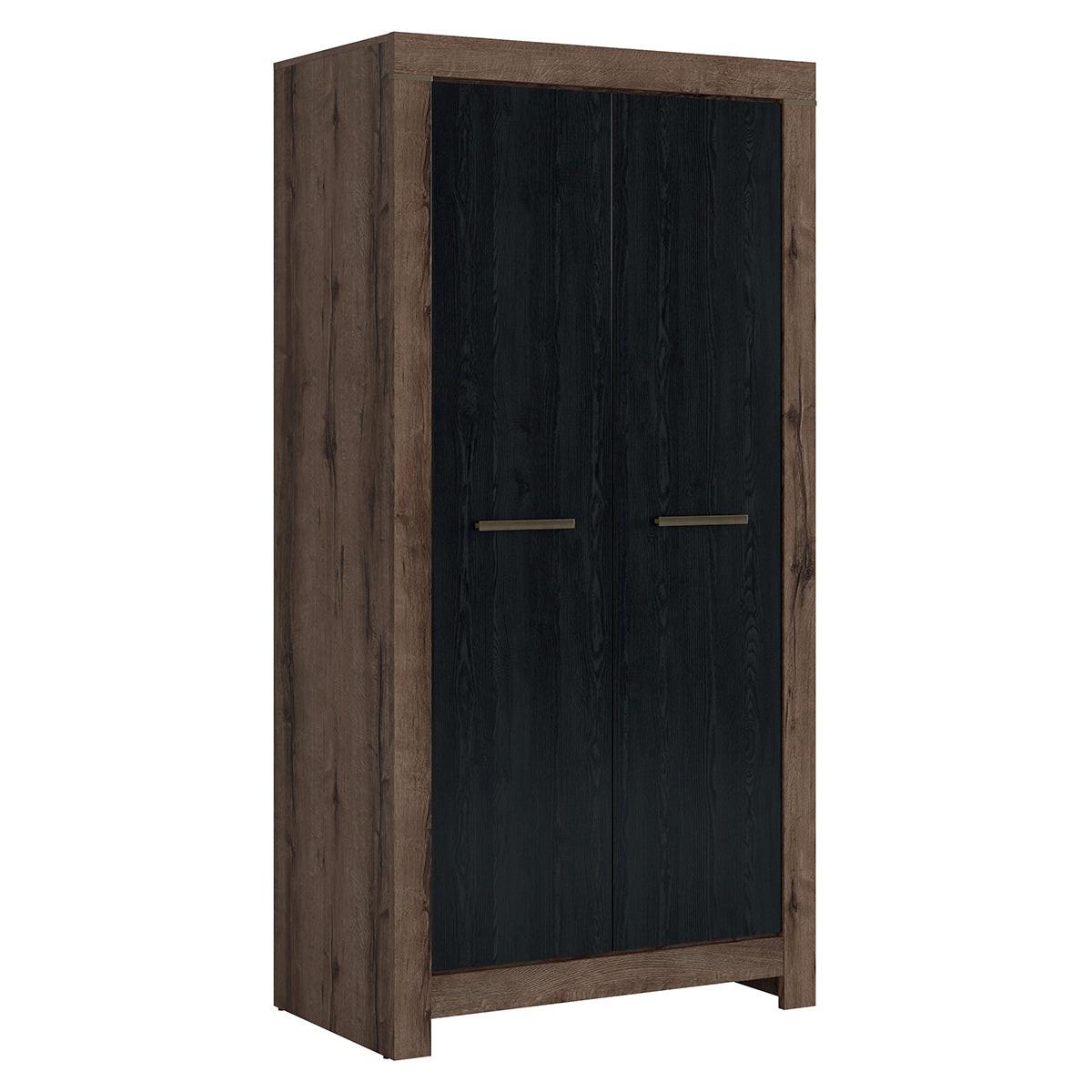 SCHRANK 2 Türen Adam Holz und Schwarz - Schwarz, Holzwerkstoff (98/195/55cm) - Petits-meubles