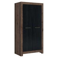 SCHRANK 2 Türen Adam Holz und Schwarz - Schwarz, Holzwerkstoff (98/195/55cm) - Petits-meubles