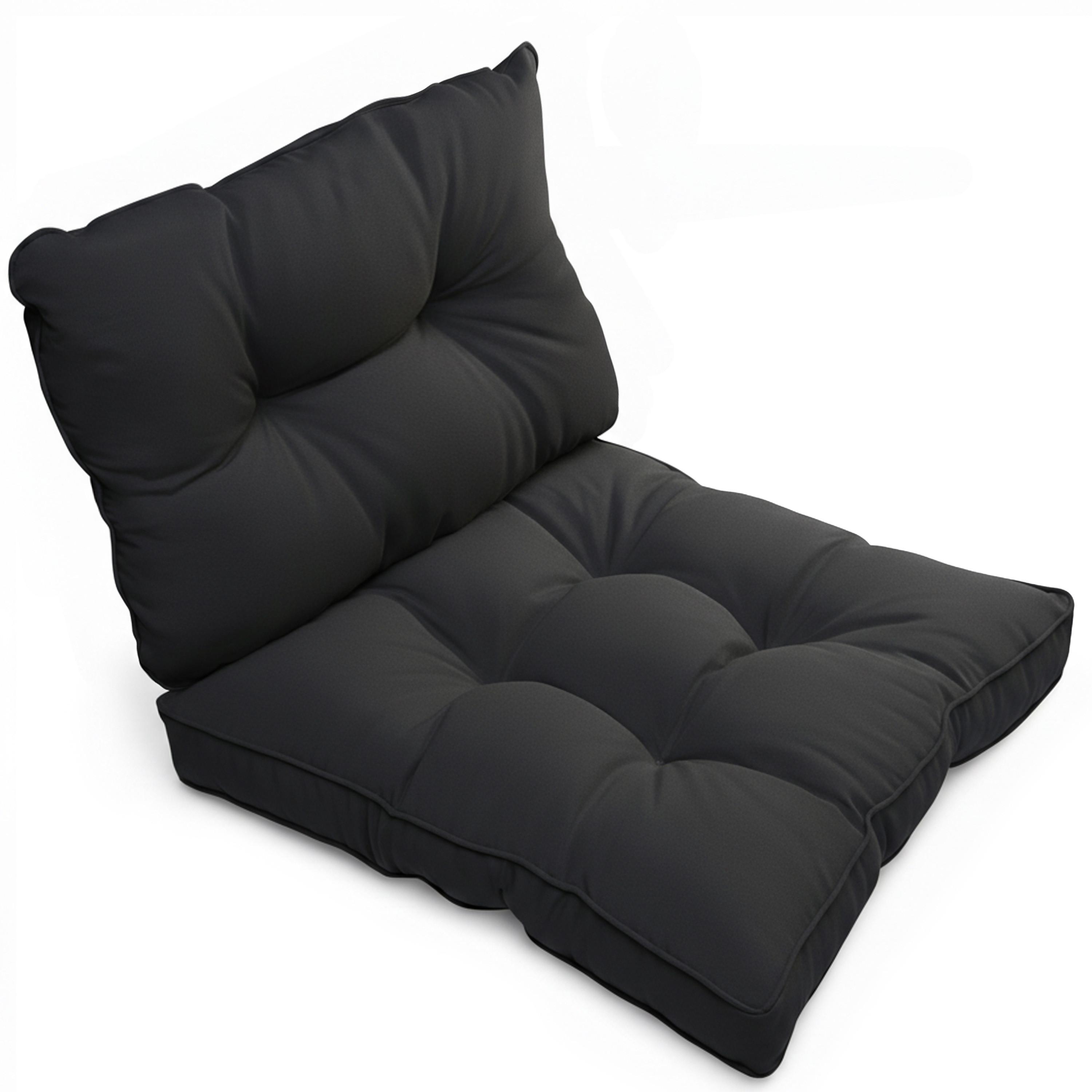LOUNGEKISSEN Flair Outdoor Sitz 50x50x10cm mit Rücken 50x40x12cm Graphitgrau (2tlg) - Graphitfarben, Textil (50/50cm) - Beautissu 