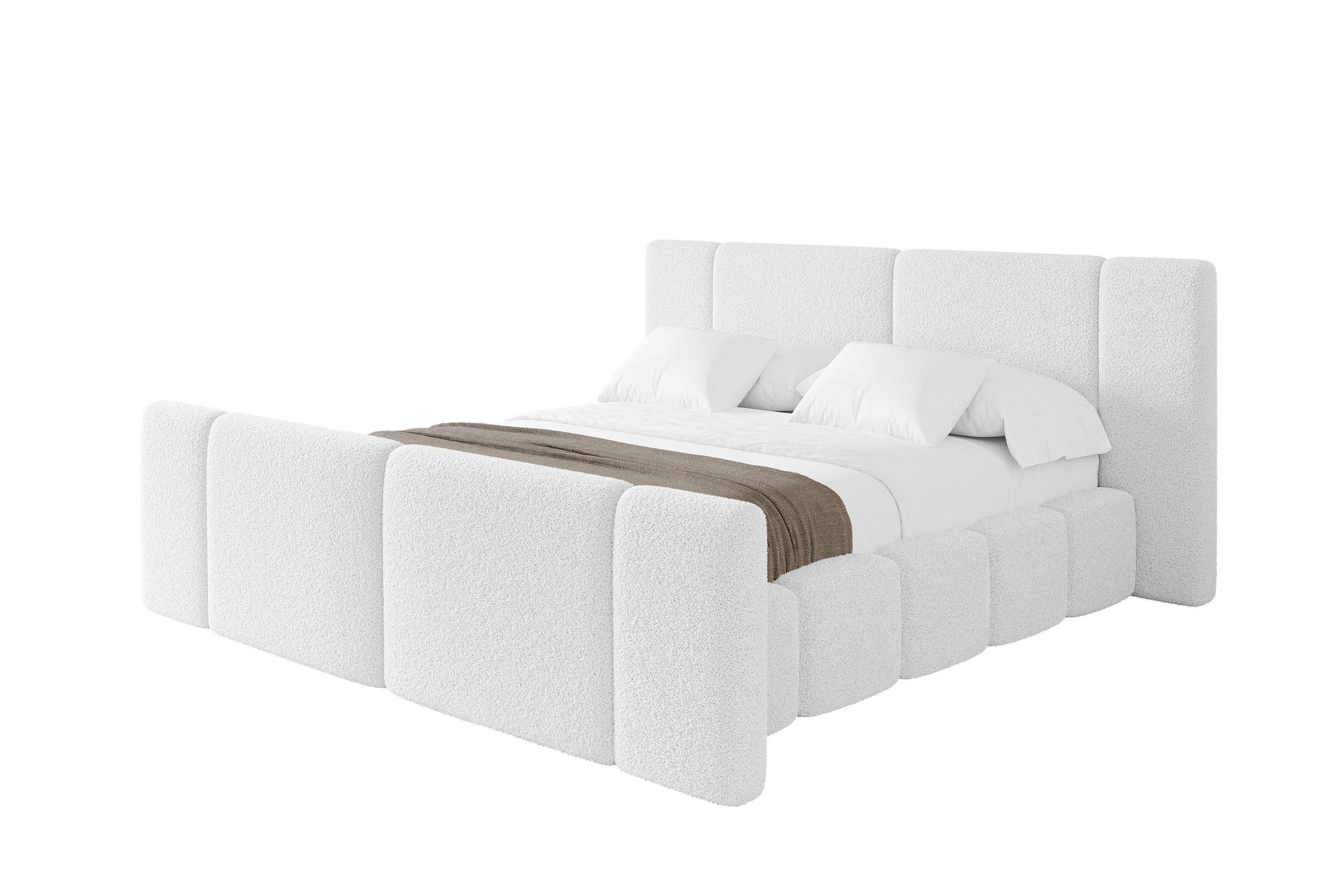 POLSTERBETT mit Bettkasten, Fußteil und Lattenrost, Bett mit Matratze H3/H4 - NILO-Z 120x200 Weiß - Weiß, Holzwerkstoff/Textil (120/200cm) - ALTDECOR