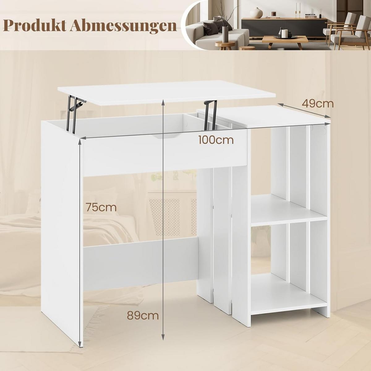 COMPUTERTISCH weiß - Weiß, Holzwerkstoff (49/100/75cm) - COSTWAY