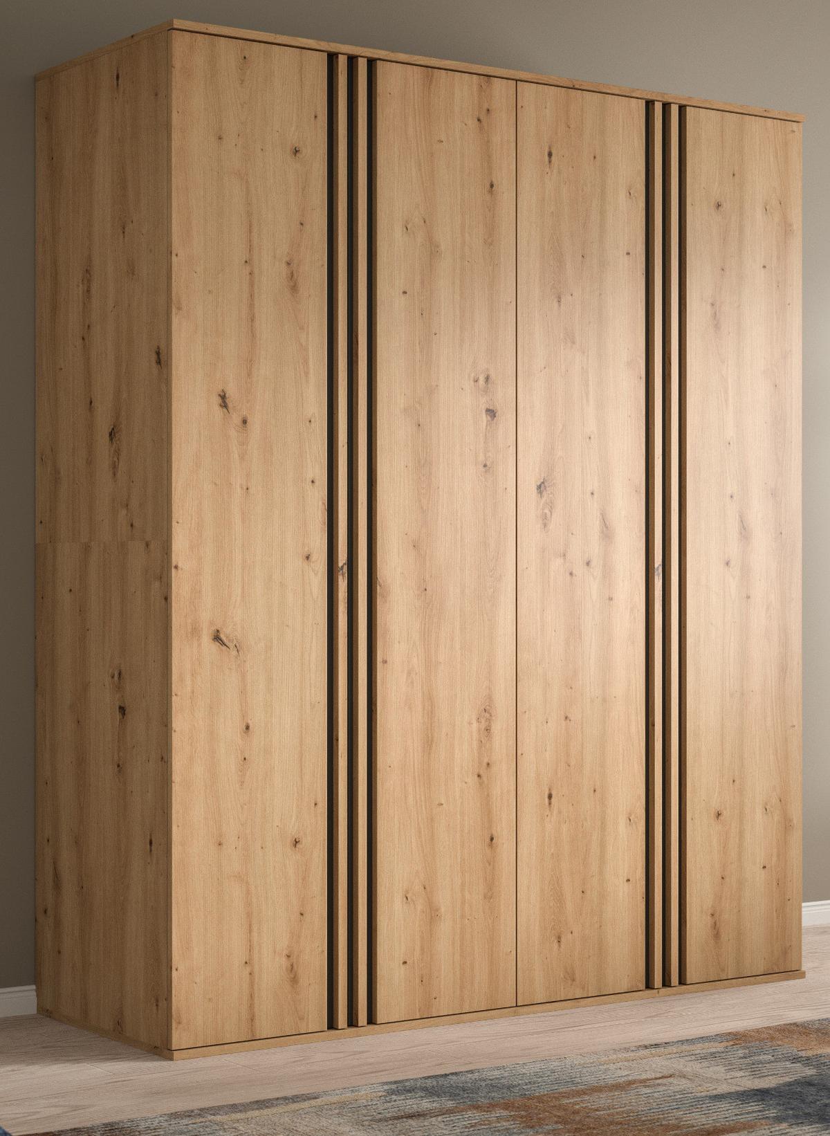 KLEIDERSCHRANK Eiche Artisan, grau 160 x 192 cm, Wäscheschrank 4-türig - Anthrazit/Eiche Artisan, Holzwerkstoff (160/192/56cm) - Inn.Furn