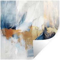 WANDTATTOO Gold - Blau - Aquarell - Kunst - Modern Wanddeko 50x50 cm - Hellblau, Kunststoff (50/50/0.1cm) - MuchoWow
