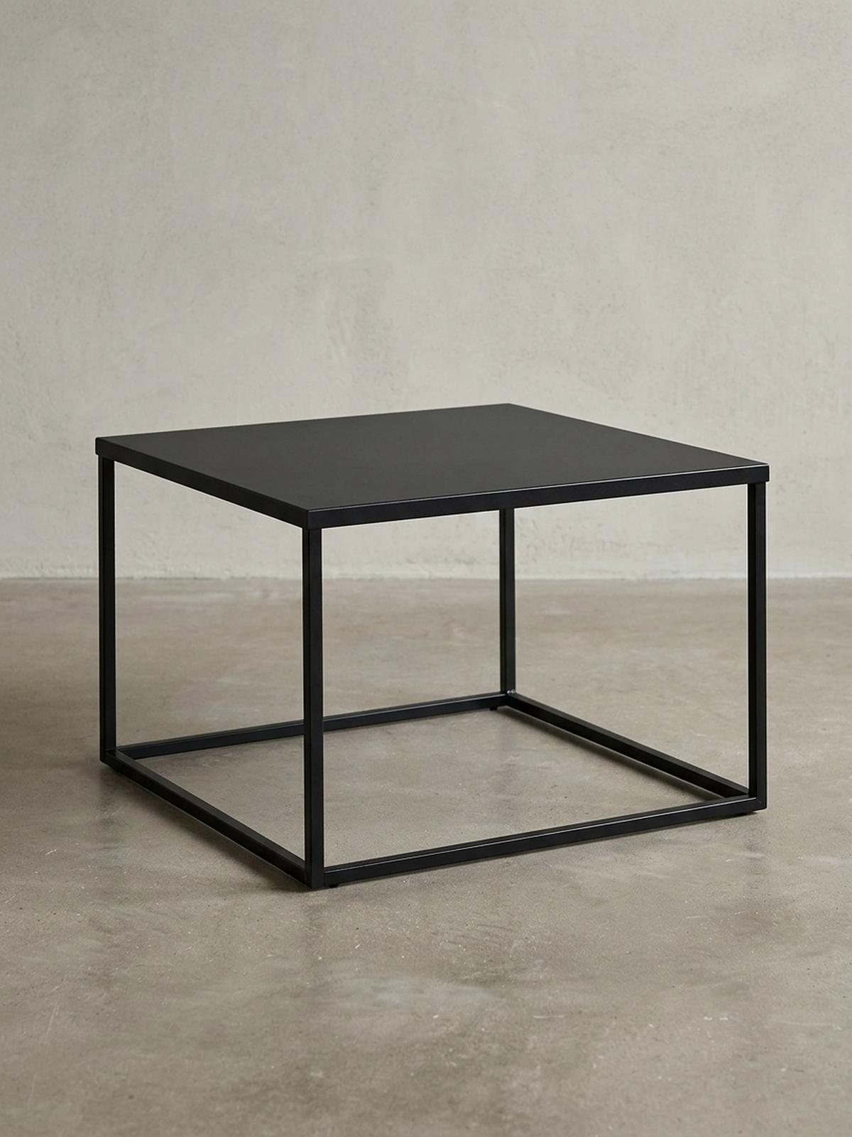 COUCHTISCH quadratisch mit Marmor-Optik, Metallgestell im Industrial-Stil, Schwarz 60x60x45 cm - Schwarz, Metall (60/60/45cm) - KADIMA DESIGN