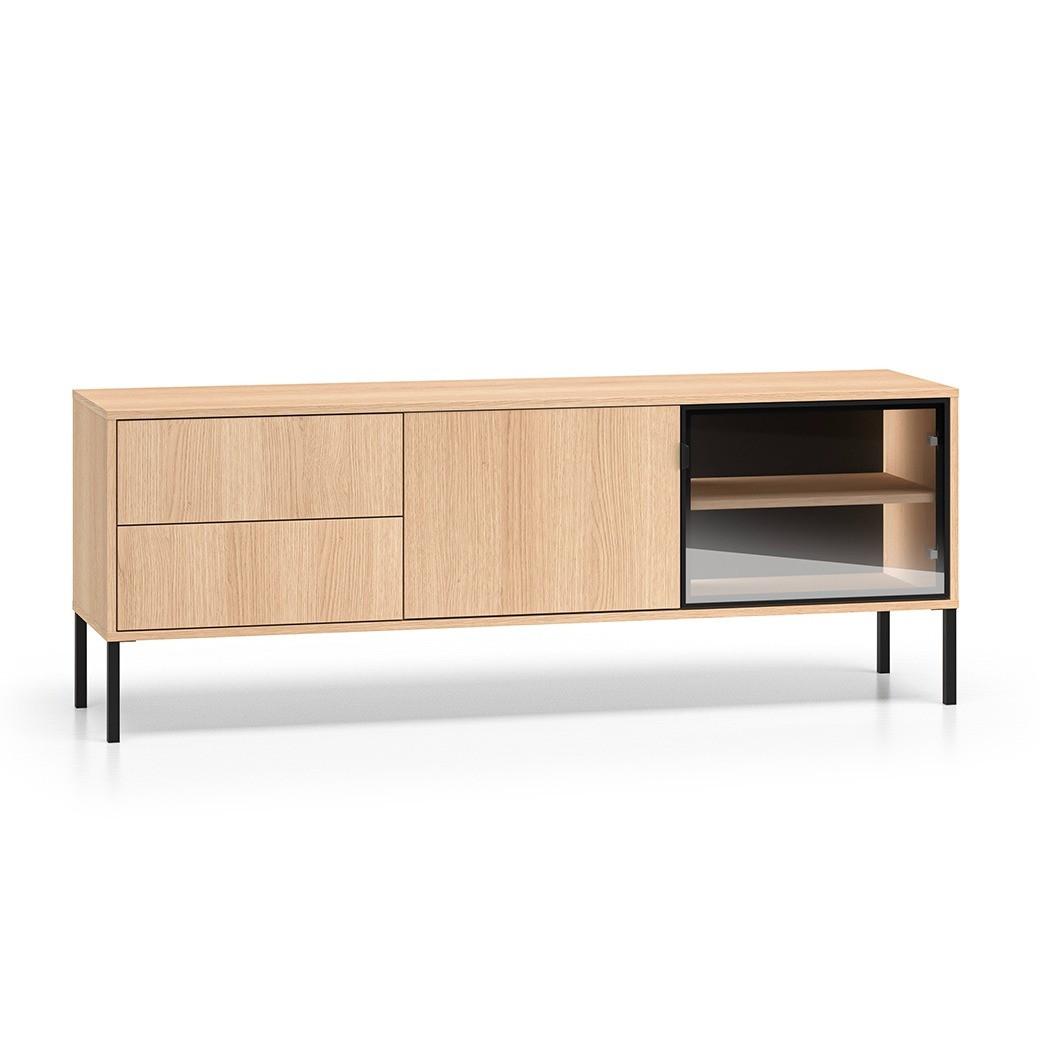 TV-MÖBEL Paige Holz und Schwarz - Schwarz, Holzwerkstoff (160/59/40cm) - Petits-meubles