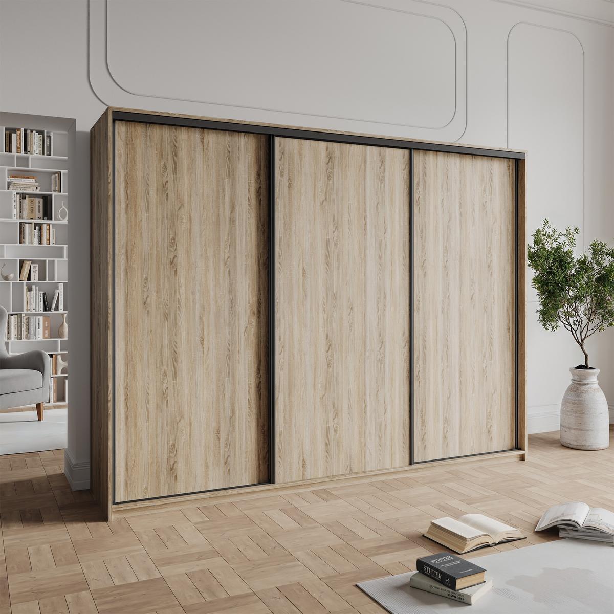SCHWEBETÜRENSCHRANK NISSE 270/205/60 cm 3-türig Sonoma Eiche - Sonoma Eiche, Holzwerkstoff (270/205/60cm) - MASSENO