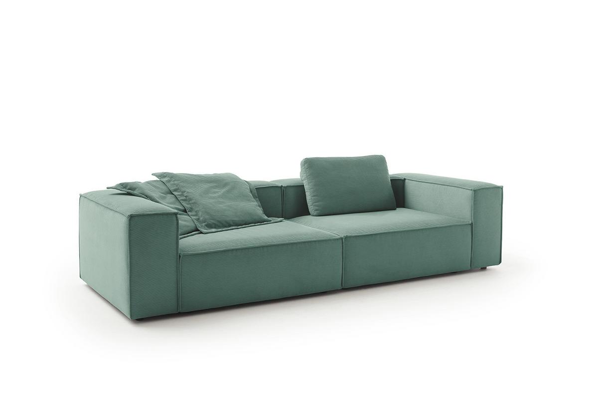 SOFA CARMO Smaragdgrün Cord - Smaragdgrün/Schwarz, Kunststoff/Textil (306/68/118cm) - KAWOLA