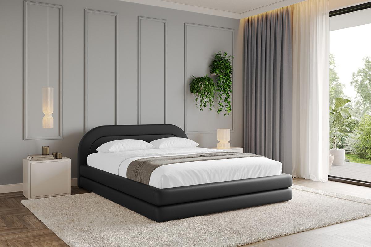 POLSTERBETT mit Bettkasten und Lattenrost, Bett mit Matratze H3/H4 - LERIS-v1 180x200 Schwarz Kunstleder - Schwarz Hochglanz, Holzwerkstoff/Textil (180/200cm) - ALTDECOR