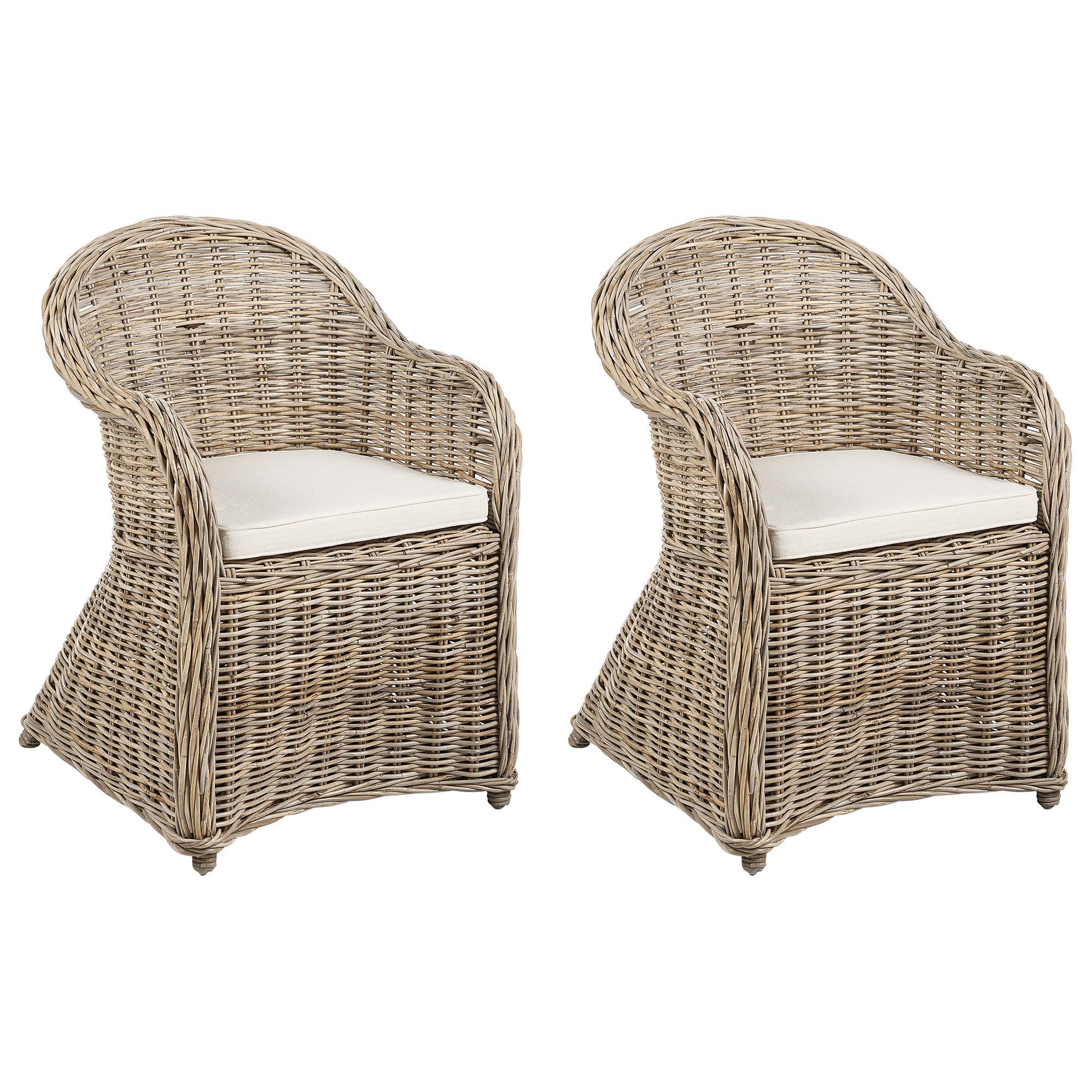 GARTENSESSEL 2er Set Beige Susua II - Beige/Naturfarben, Naturmaterialien (56/87/68cm) - Beliani