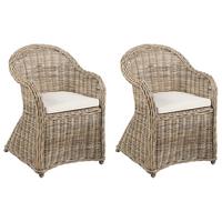GARTENSESSEL 2er Set Beige Susua II - Beige/Naturfarben, Naturmaterialien (56/87/68cm) - Beliani