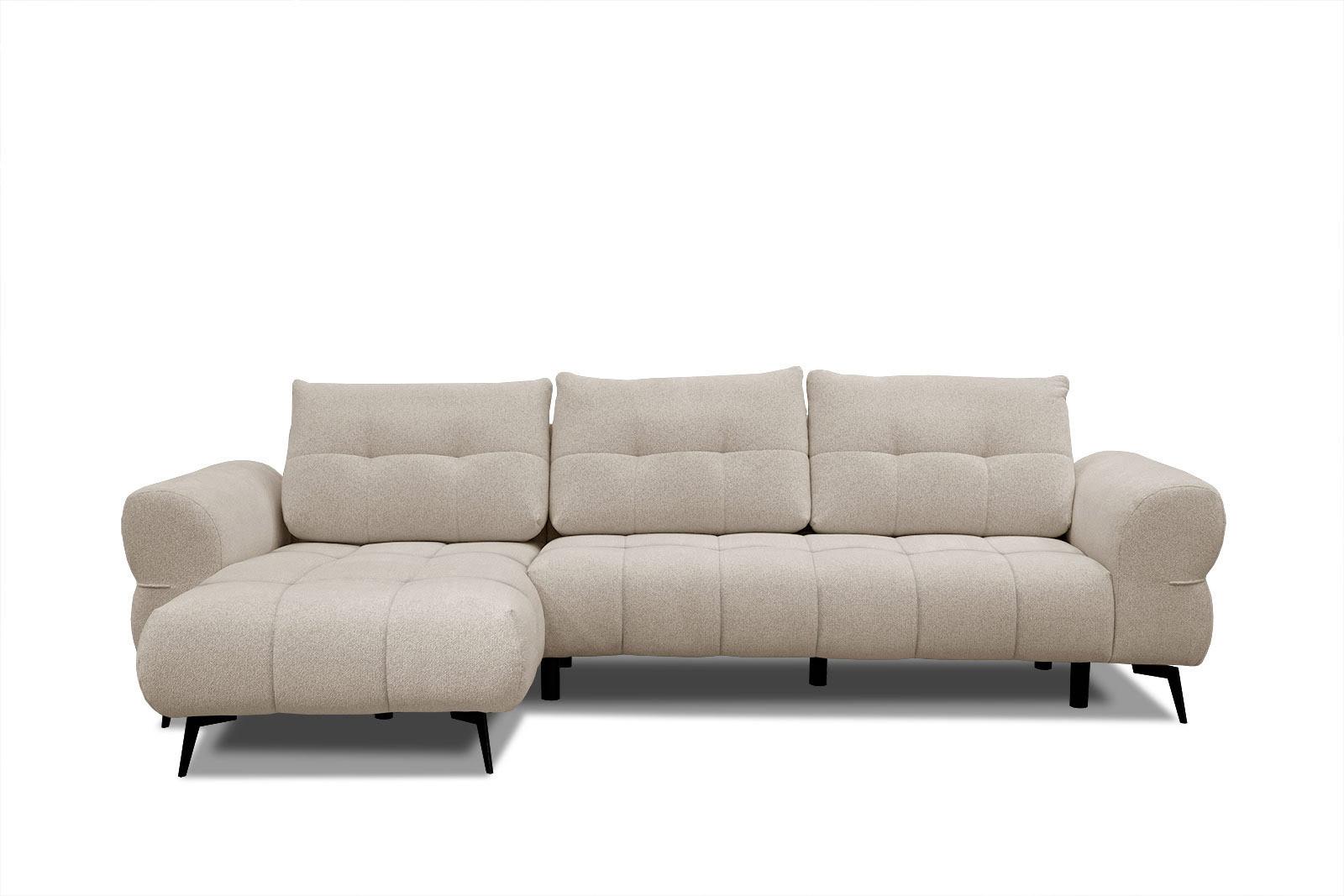 ECKSOFA SALVINI 4-Sitzer, ecru - Ecru/Schwarz, Holzwerkstoff/Textil (158/292cm) - Wozimo