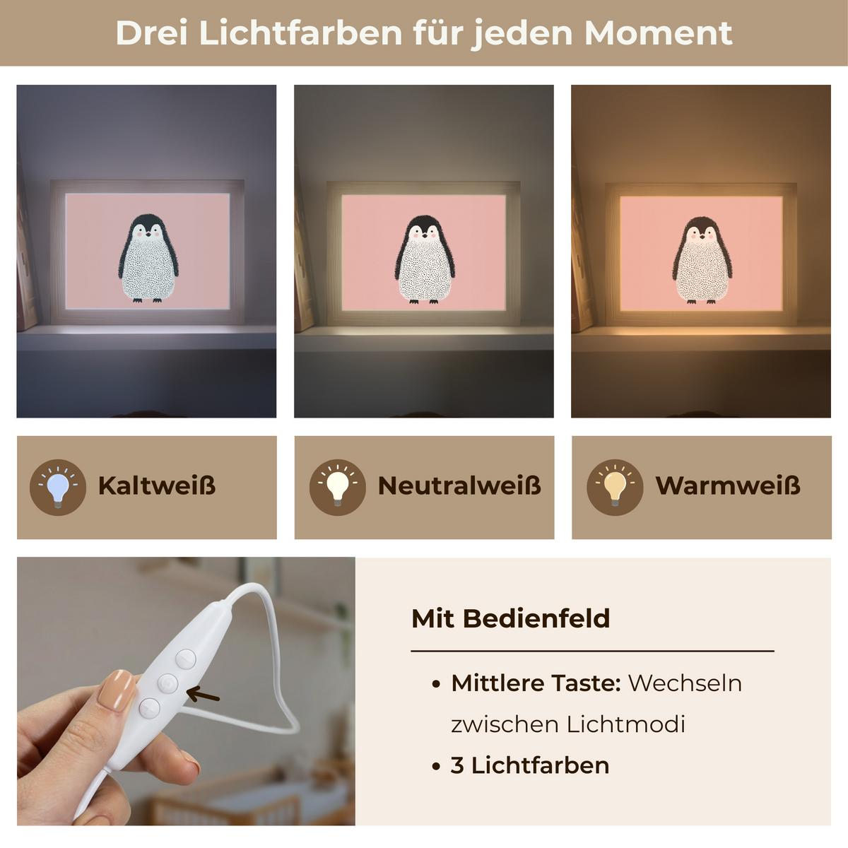 NACHTTISCHLAMPE Pinguin - Punkte - Minimalistisch - Rosa 20x15 cm - Rosa, Holzwerkstoff (8/20/15cm) - OnlyWow
