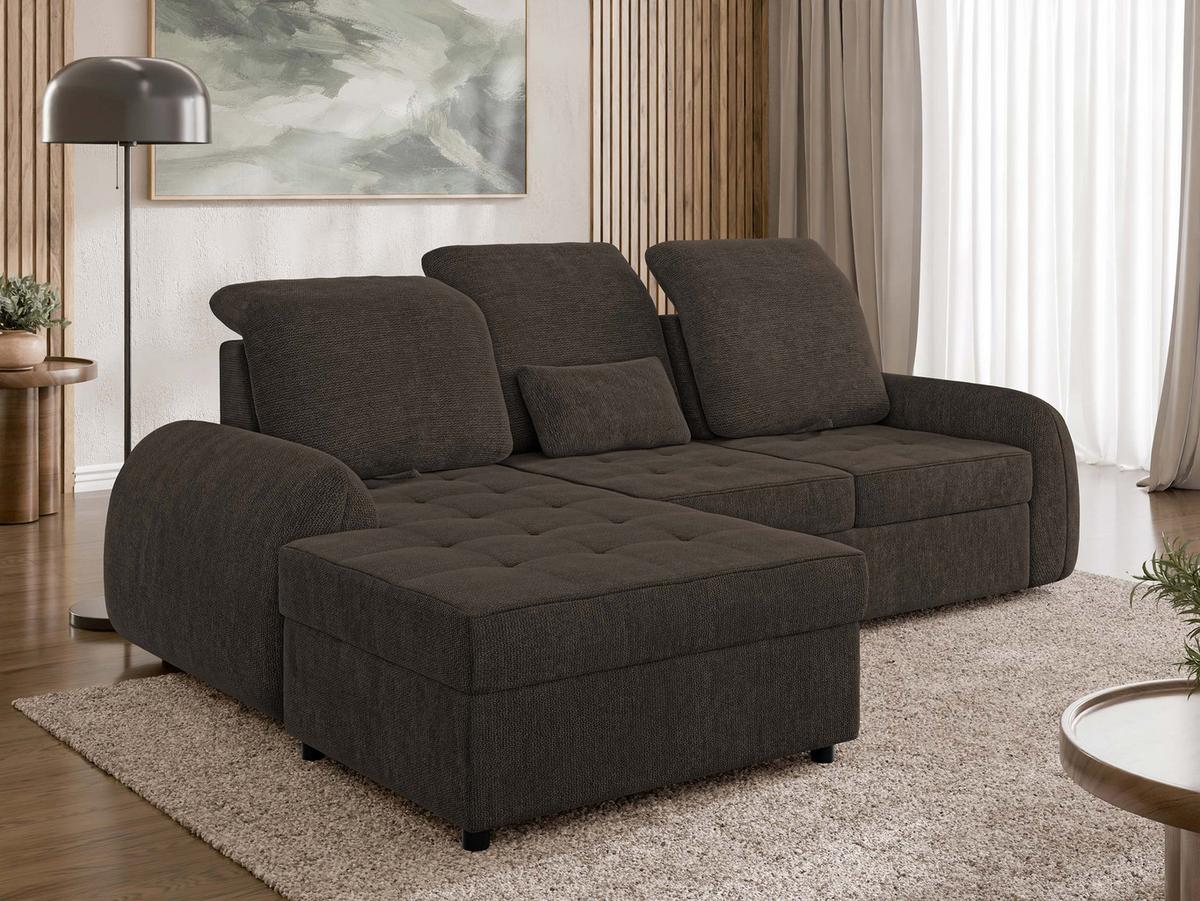 ECKSCHLAFSOFA Soreno, Seite: Links - Dunkelbraun/Schwarz, Holz/Kunststoff (255/176cm) - MIRJAN24