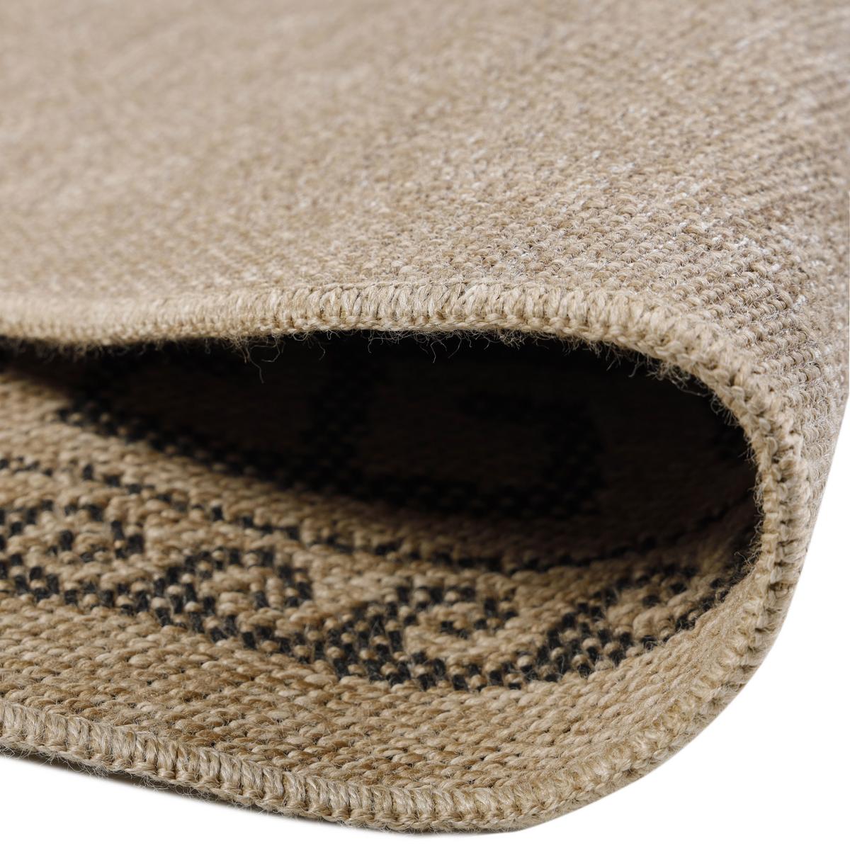 TEPPICH Outdoor KAUNS in Schwarz, im Vintage-Stil, aus Polypropylen, Ø 160 cm - Beige, Textil (160/160cm) - KADIMA DESIGN