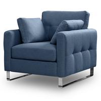 SESSEL blau Flachgewebe 93 x 94 cm, Clubsessel mit Steppoptik - Blau/Chromfarben, Holz/Textil (93/92/94cm) - Inn.Furn