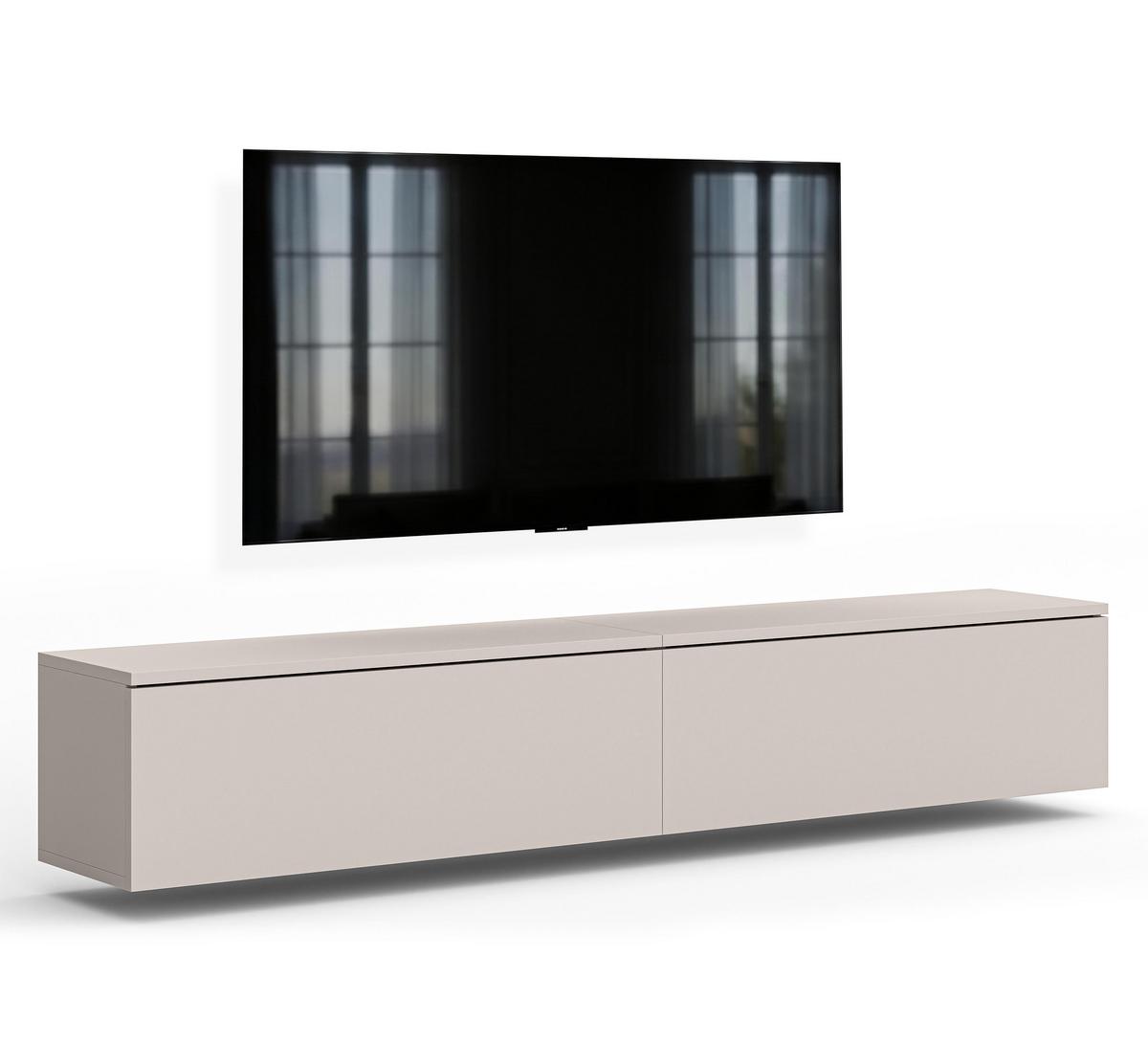 LOWBOARD Barvo 2x100 Beige Kaschmir 200/34/32 cm – hängendes TV-Board - Beige, Holzwerkstoff (200/34/32cm) - AX Living