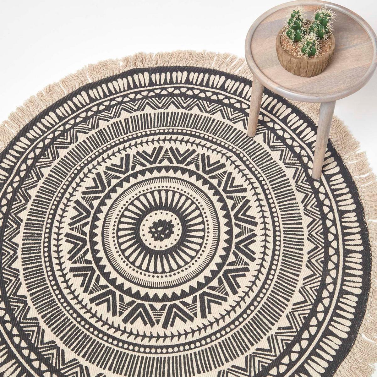BAUMWOLLTEPPICH mit Mandala-Muster rund 145 cm - Multicolor, Textil (145/145cm) - Homescapes