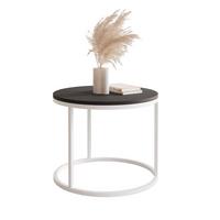 COUCHTISCH 50 cm rund Schwarz, Weiß Gestell - Schwarz, Holzwerkstoff (50/50/42cm) - Idohome