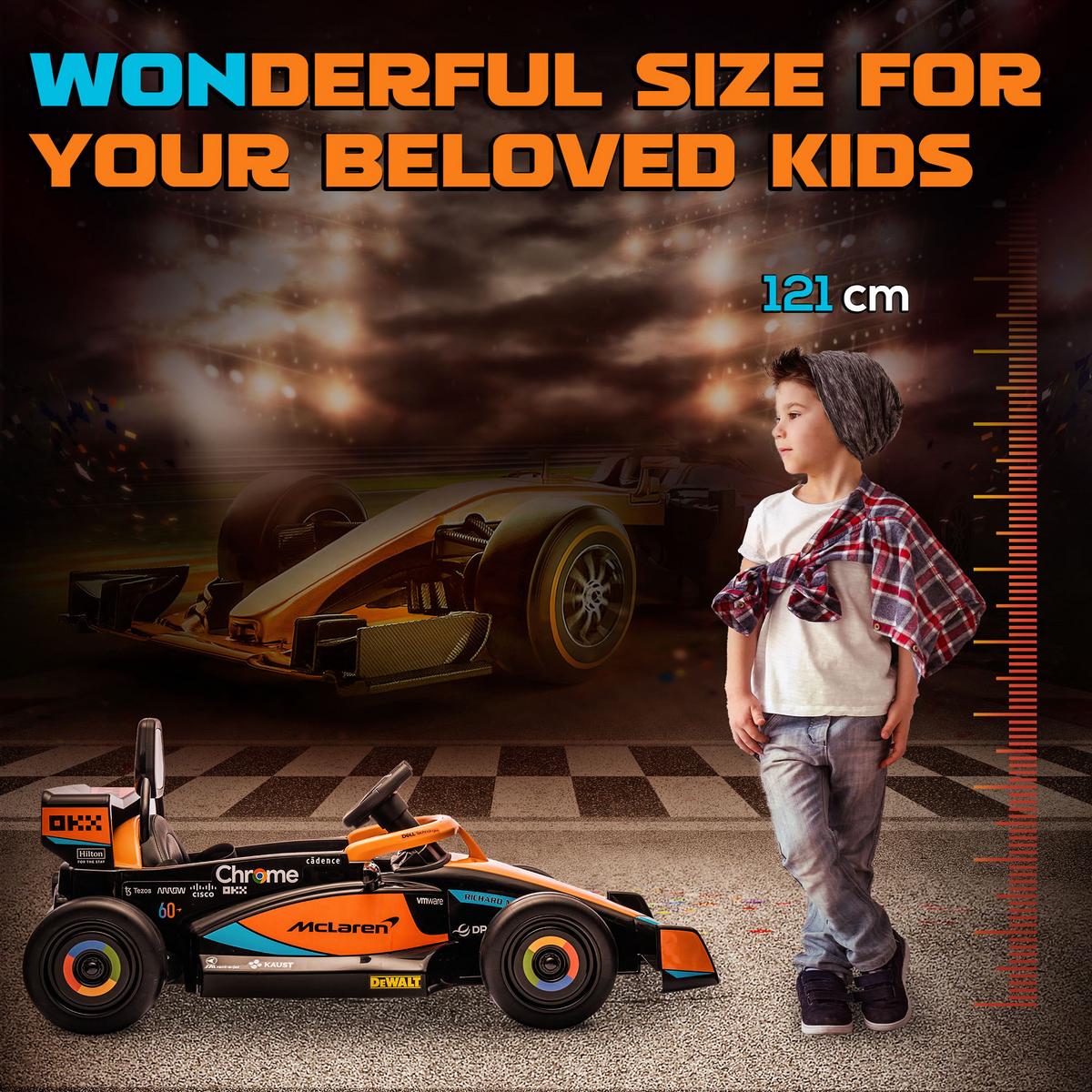 KINDER Elektroauto, 12V Kinderfahrzeug mit 2,4G-Fernbedienung, MP3 USB, Orange - Orange, Kunststoff (115/67/50cm) - AIYAPLAY