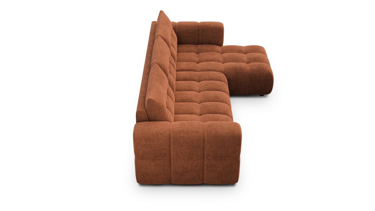 ECKSOFA CLOUDI 4-Sitzer rechts, rostrot - Schwarz/Orange, Holz/Textil (294/160cm) - Wozimo
