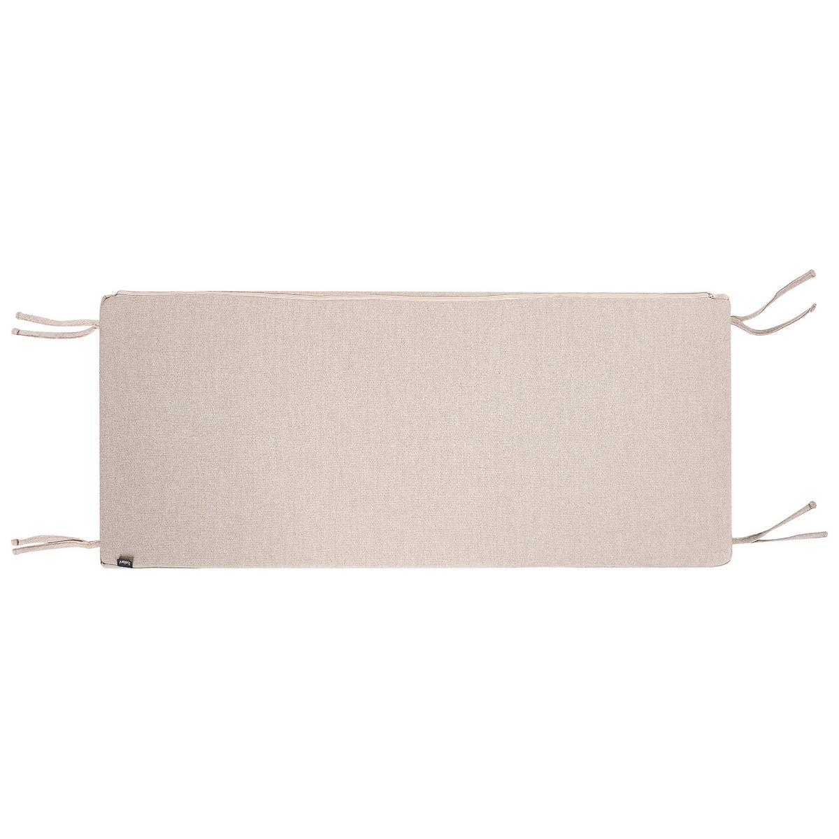 GARTENBANK mit Auflage 120 cm mit Stauraum Akazienholz Beige Sovana - Beige/Braun, Holz (120/91/60cm) - Beliani