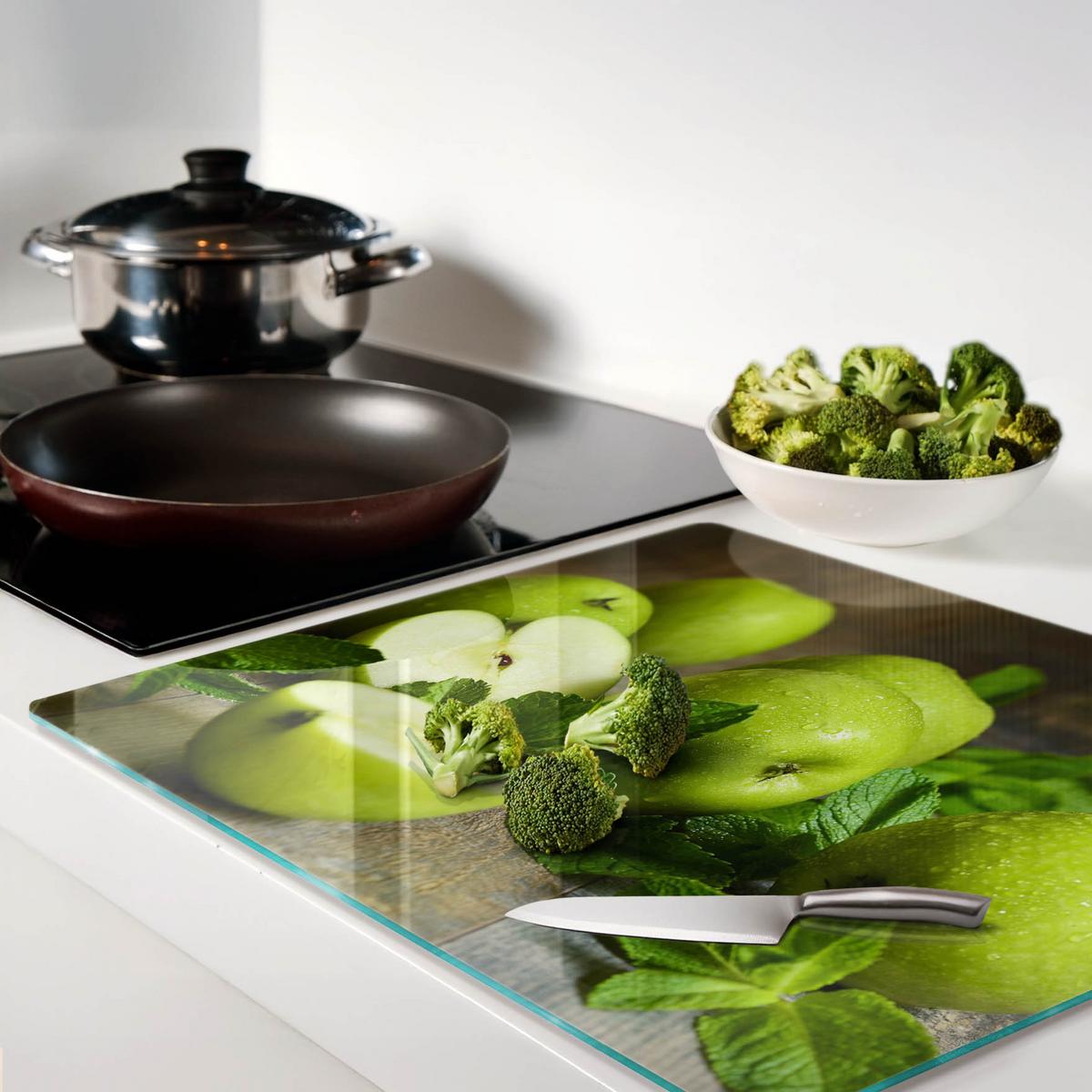 GLASPLATTE 60x52 cm Grüne Äpfel - Grün, Glas (60/0.4/52cm) - TULUP