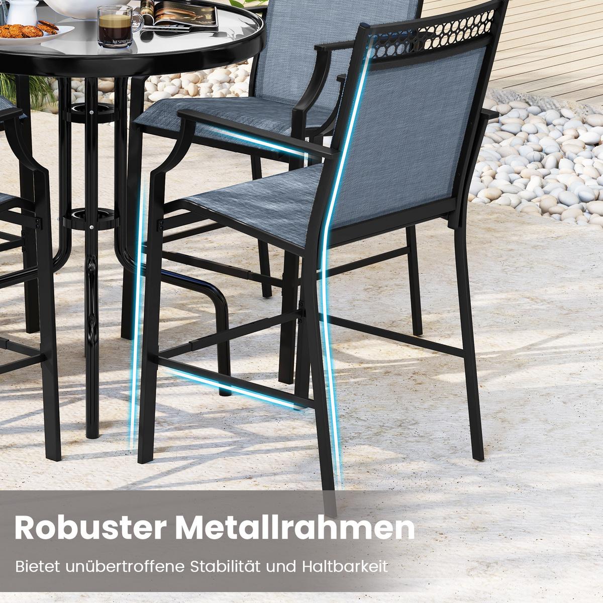 GARTENSTÜHLE Blau(2er-Set) - Blau, Metall (66/114/62cm) - COSTWAY
