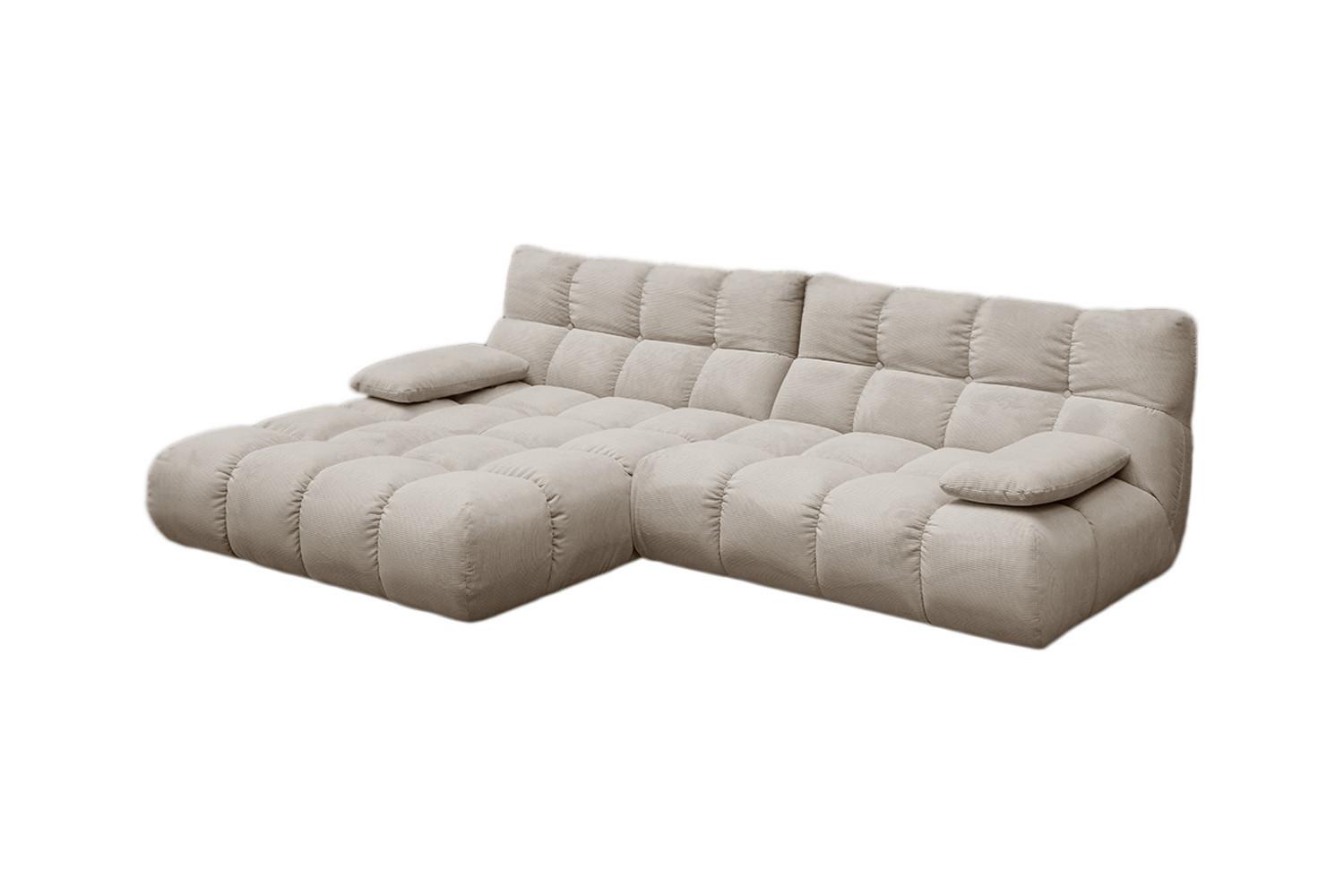 ECKSOFA VIVIEN Beige Cord - Beige/Schwarz, Kunststoff/Textil (290/178cm) - KAWOLA