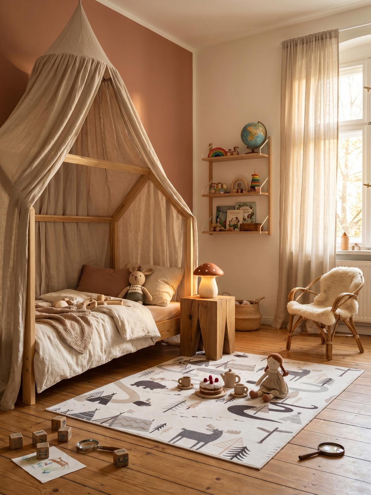 SPIELTEPPICH Waschbar TINO in Creme, mit Waldtier-Motiv, 200 x 290 cm - Beige, Textil (290/200cm) - KADIMA DESIGN
