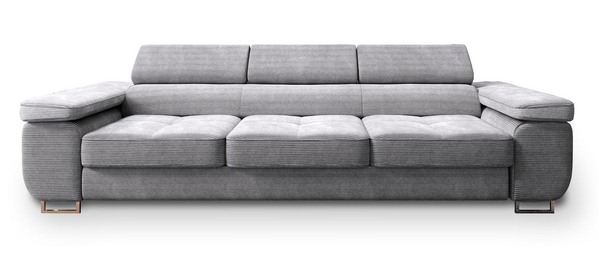 BETTSOFA MOSINE Hellgrau Kordstoff mit Schlaffunktion - Hellgrau, Textil (281/87/98cm) - MASSENO