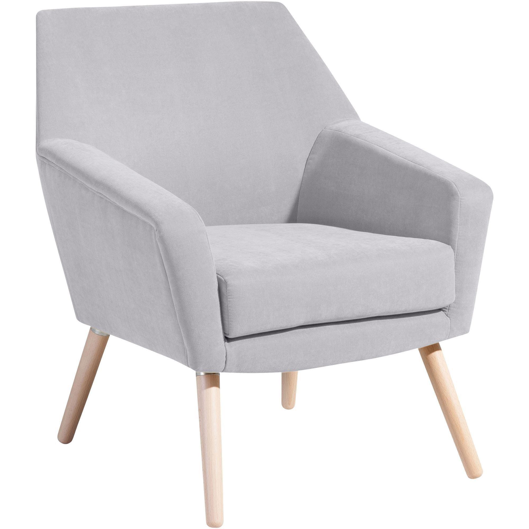 SESSEL Kachka Bezug Veloursstoff Buche natur / silber - Grau, Kunststoff (71/81/67cm) - 58aufmkessel