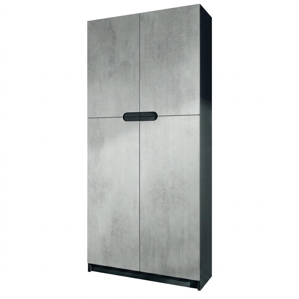 BÜROSCHRANK Logan Fronten in Beton Oxid Optik - Hellgrau, Holzwerkstoff (82/184/37cm) - Vladon