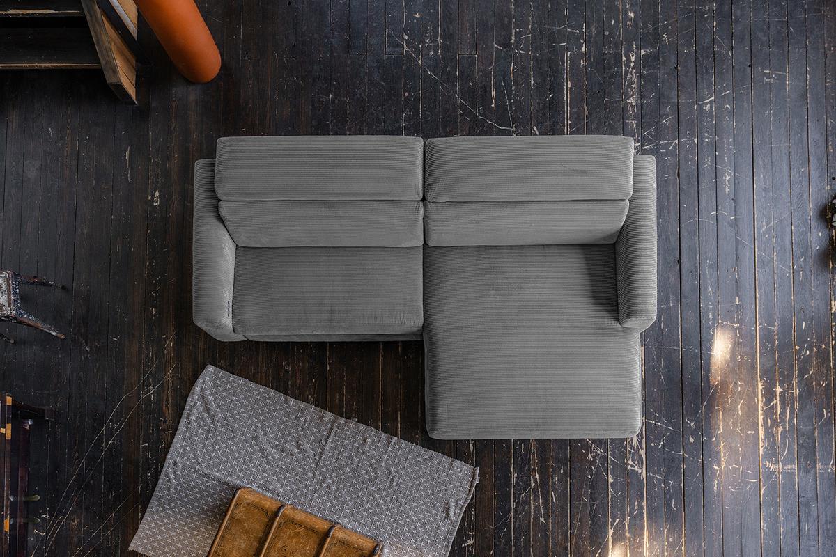 ECKSOFA LAISKA Grau Cord - Schwarz/Grau, Textil/Metall (282/177cm) - KAWOLA